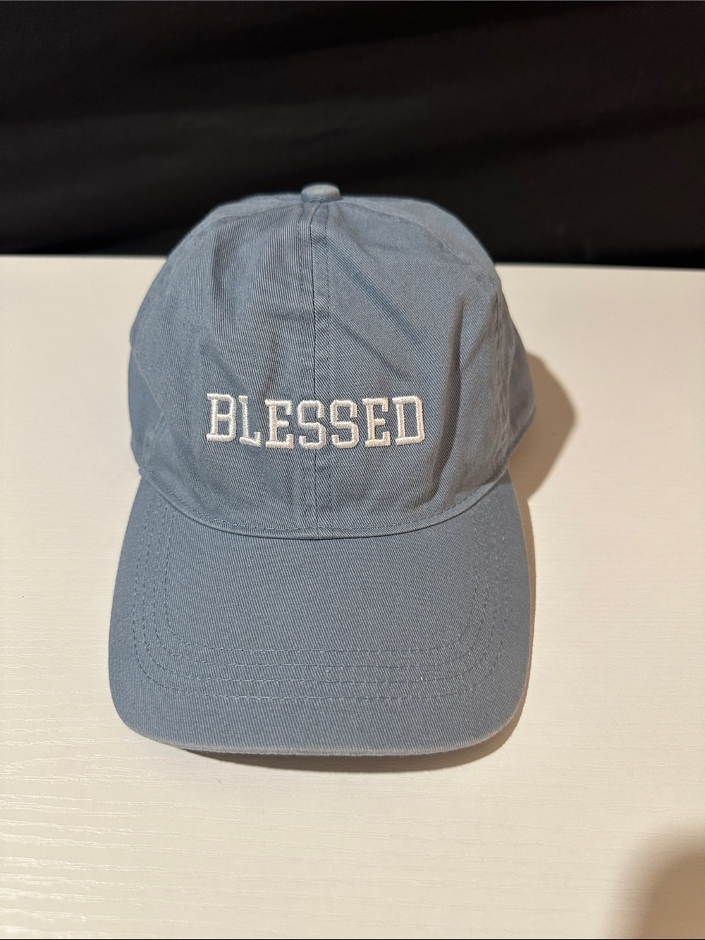 Women’s BLESSED' Embroidered Baseball Cap in Dusty Blue